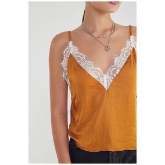 Urban Outfitters Mustard Yellow Satin Lace Cami XS - Picture 3 of 11